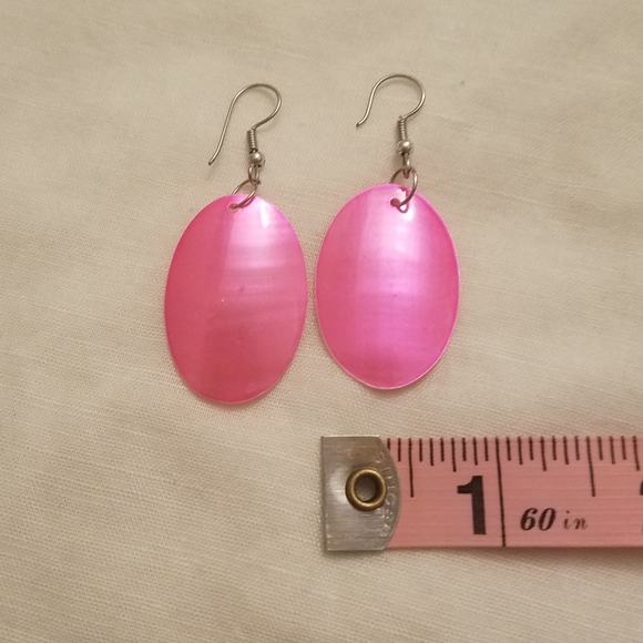 Fuchsia Mother of Pearl Earrings - Picture 3 of 5